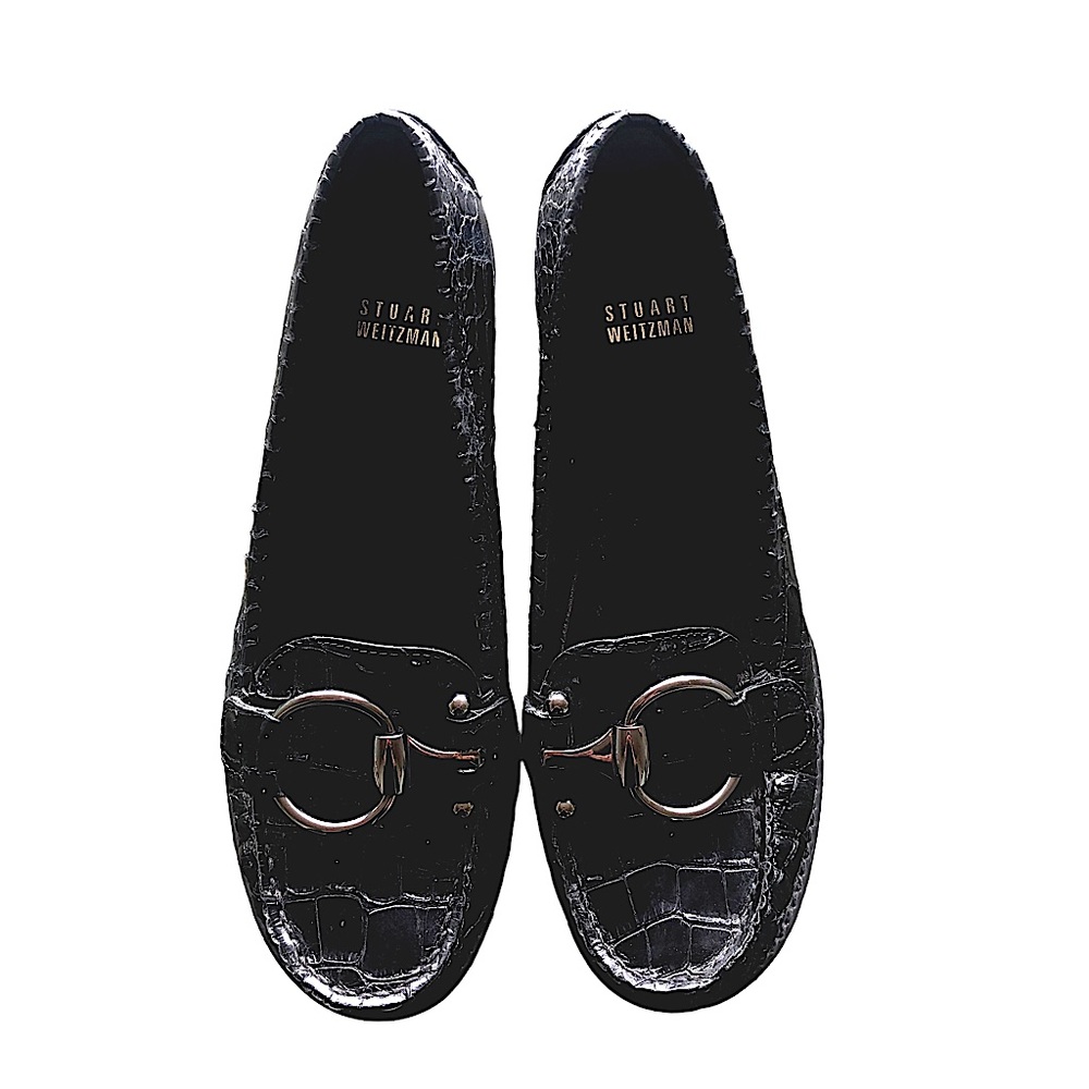 Stuart Weizmann Ebony Crocodile Horsebit Linko Women’s Loafers